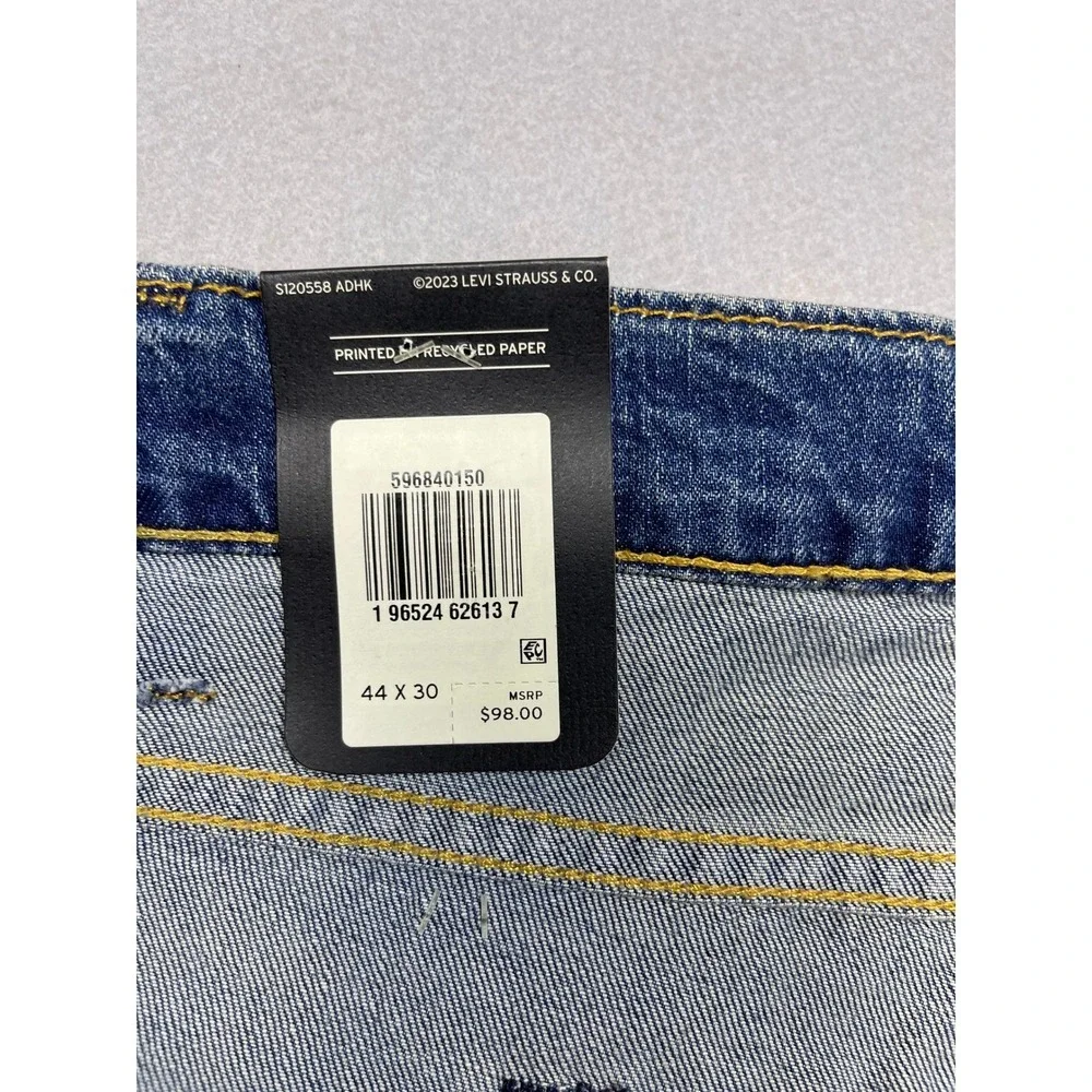 Levis Premium 502 Taper Mens Jeans 44x30 Blue Eco Ease Denim Pants 596840150